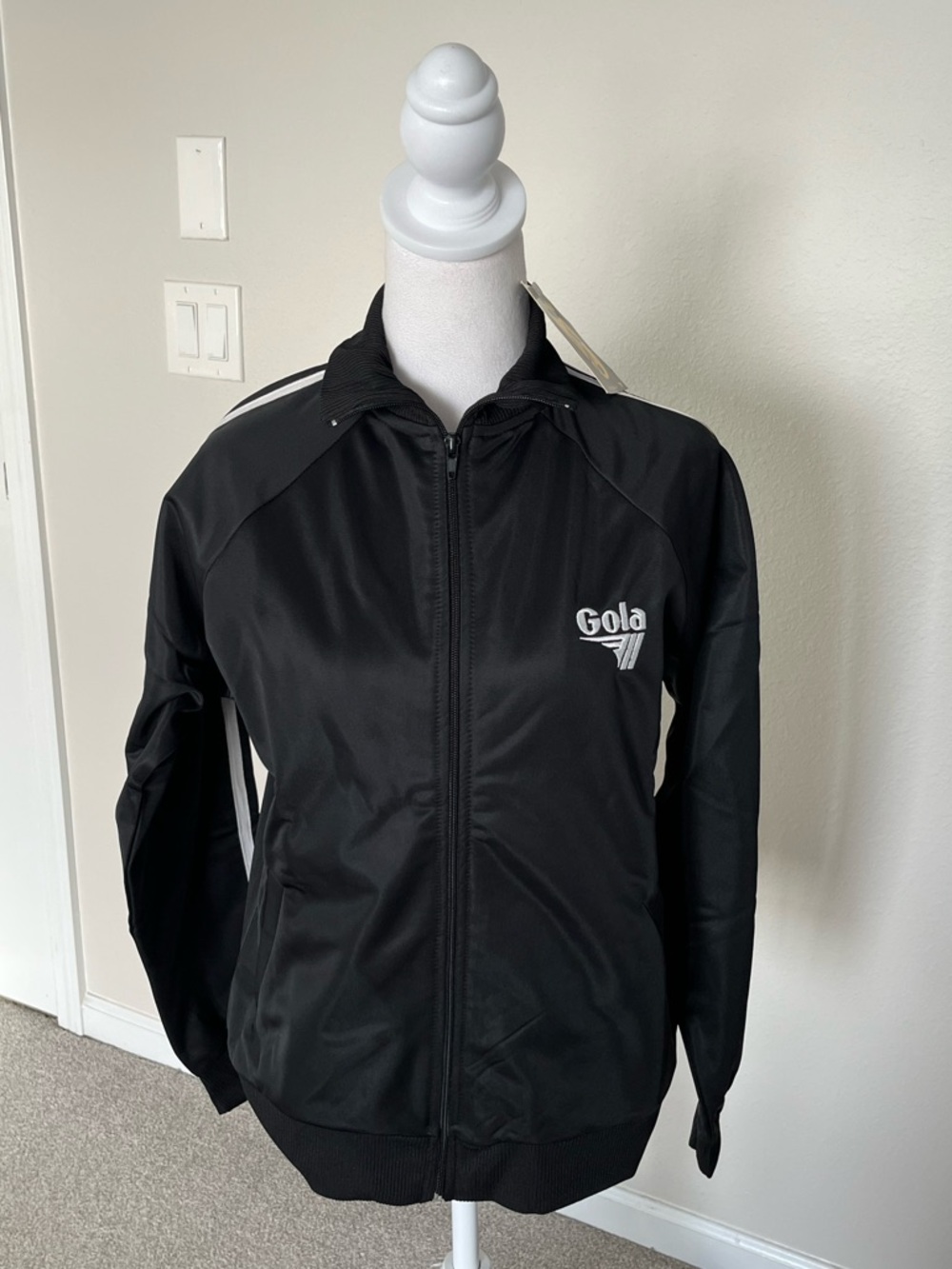 NWT Gola Black Lightweight Track Jacket with White Logo in Sizes Medium & Large